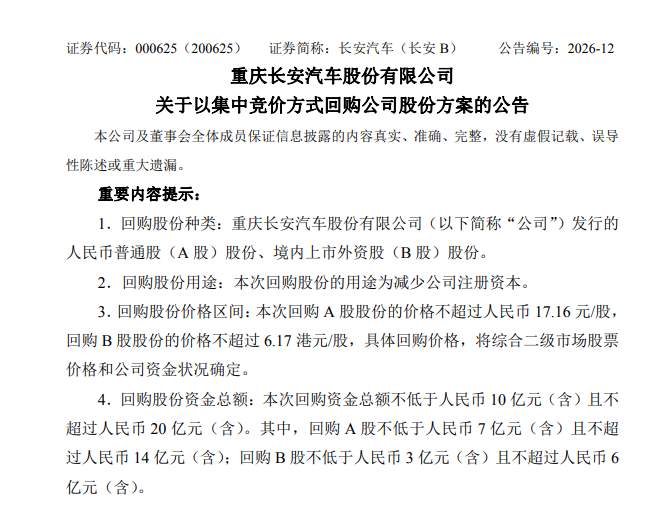 133-长安汽车回购