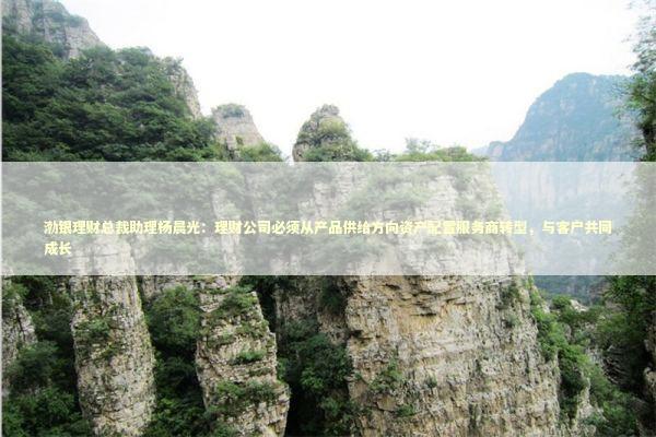 渤银理财总裁助理杨晨光：理财公司必须从产品供给方向资产配置服务商转型，与客户共同成长