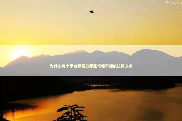 为什么每个平台都要放那些你看不懂的法律文字 新闻